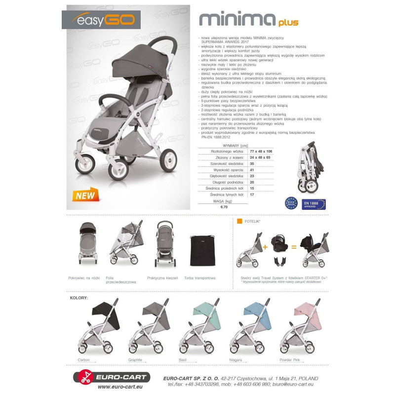 Коляска EasyGo Minima Plus 9023-EGMP-12, basil, м