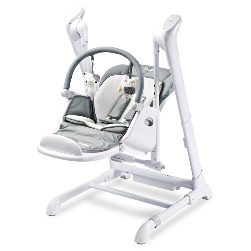 Стільчик для годування + качель 2 в 1 Caretero Indigo Grey