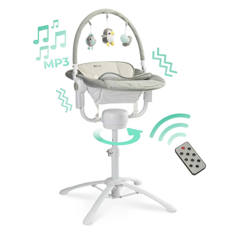 Стільчик, шезлонг-гойдалка 3 в 1 Caretero Kivi Grey