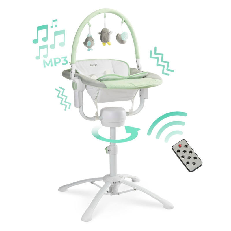 Стільчик, шезлонг-гойдалка 3 в 1 Caretero Kivi Mint