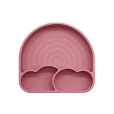 Силіконова секційна тарілка Twins Rainbow Dark Pink