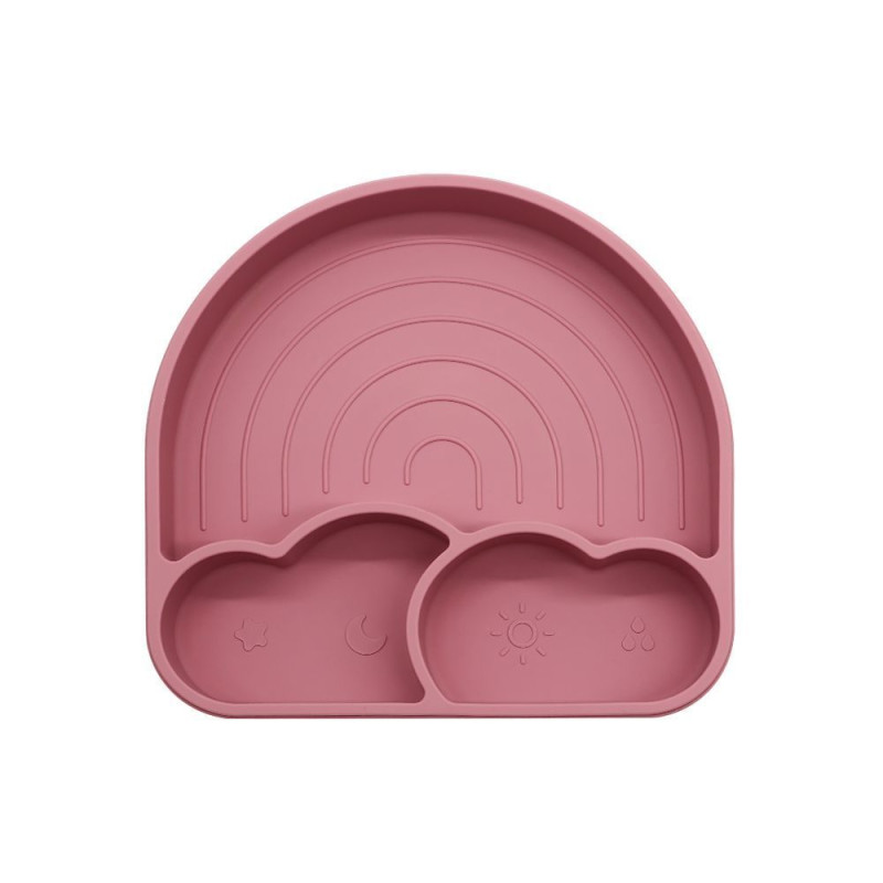 Силіконова секційна тарілка Twins Rainbow Dark Pink