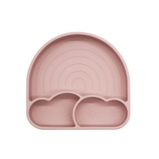 Силіконова секційна тарілка Twins Rainbow Rose Pink