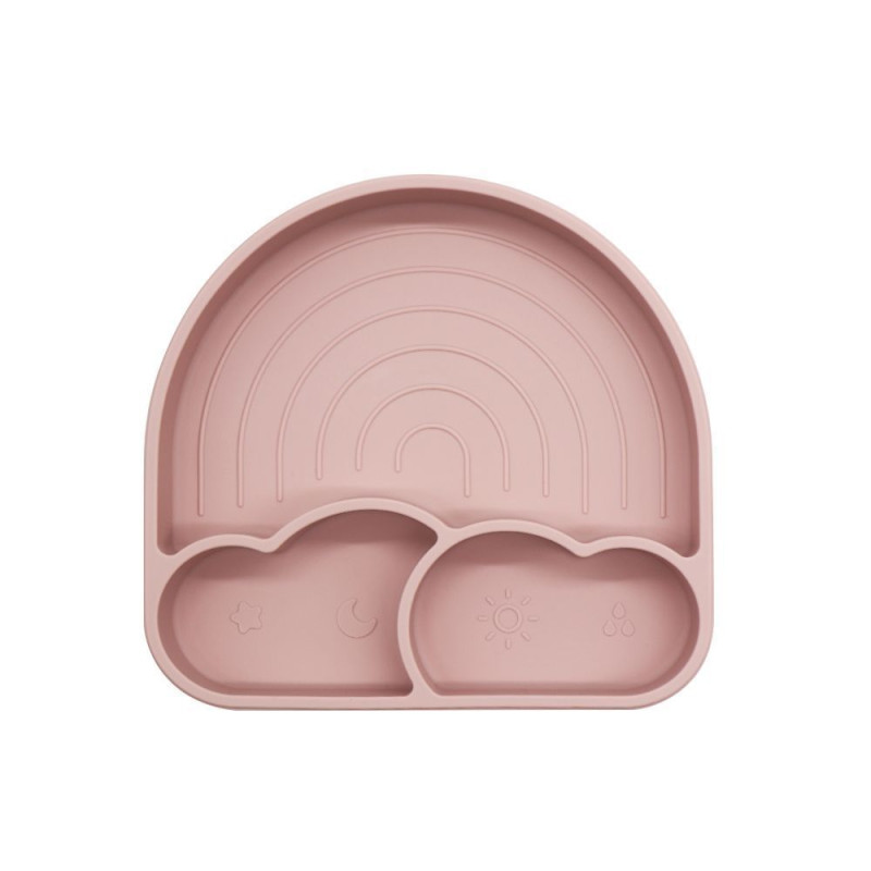Силіконова секційна тарілка Twins Rainbow Rose Pink