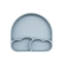 Силіконова секційна тарілка Twins Rainbow Dusty Blue