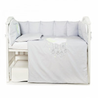 Постільний комплект 6 ел Babycentre & Twins Moonlight 4011-BTMO-10, grey, білий/сірий