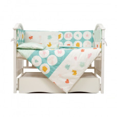 Постільний комплект 6 ел Twins Eco Line New 4091-E-021, Animals mint, м"ятний