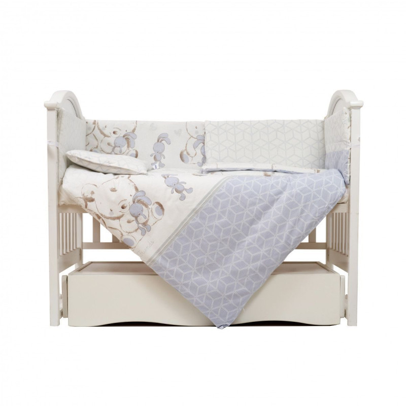 Постільний комплект 6 ел Twins Eco Line New 4091-E-026, Best friend grey, білий/сірий
