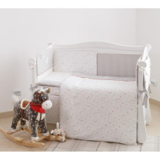 Постільний комплект 6 ел Twins Premium Little stars 4028-P-052, white/grey, білий/сірий
