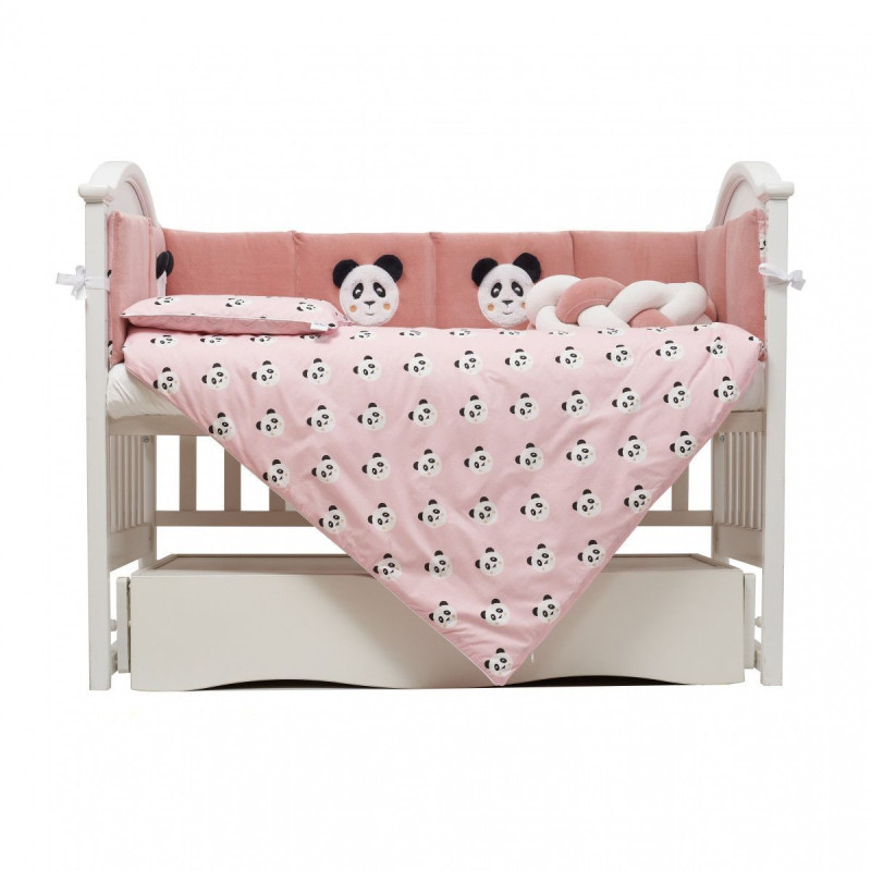 Постільний комплект 7 ел Twins Panda рожевий
