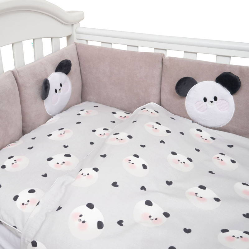 Постільний комплект 7 ел Twins Panda сірий