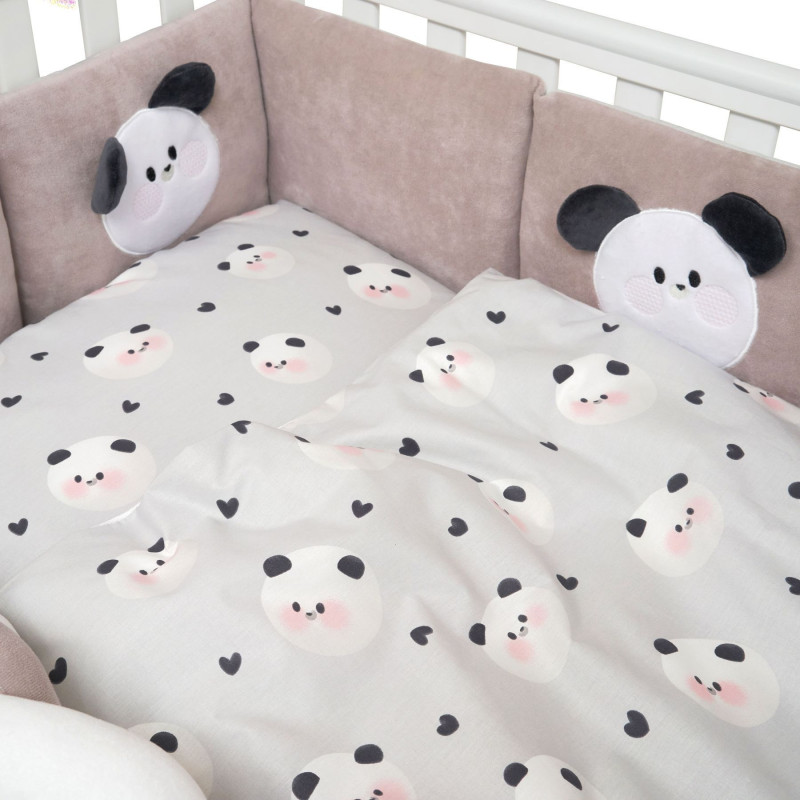 Постільний комплект 7 ел Twins Panda сірий