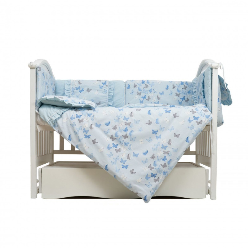 Постільний комплект 7 ел Twins Romantic Spring collection 4027-TRS-04, Butterfly blue, блакитний