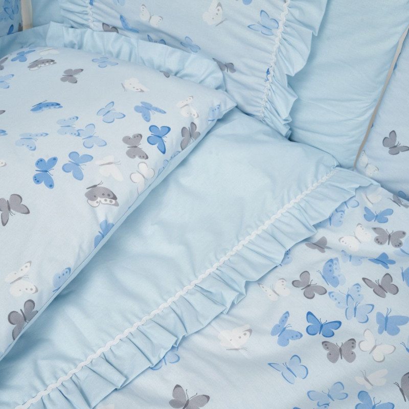 Постільний комплект 7 ел Twins Romantic Spring collection 4027-TRS-04, Butterfly blue, блакитний