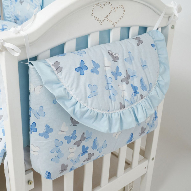 Постільний комплект 7 ел Twins Romantic Spring collection 4027-TRS-04, Butterfly blue, блакитний