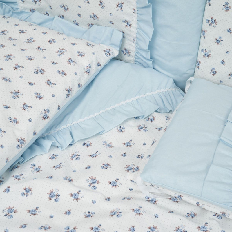 Постільний комплект 7 ел Twins Romantic Spring collection 4027-TRS-04F, Flower , блакитний