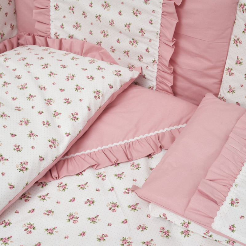 Постільний комплект 7 ел Twins Romantic Spring collection 4027-TRS-08, Flower Power, рожевий дим