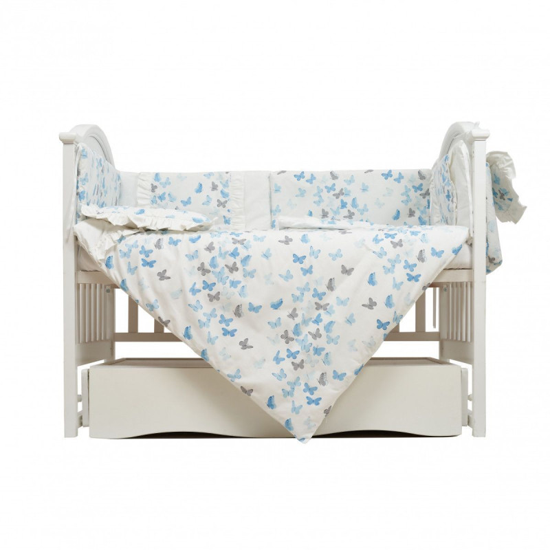 Постільний комплект 7 ел Twins Romantic Spring collection 4027-TRS-401, Butterfly white, блакитний/білий