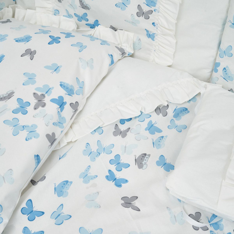 Постільний комплект 7 ел Twins Romantic Spring collection 4027-TRS-401, Butterfly white, блакитний/білий
