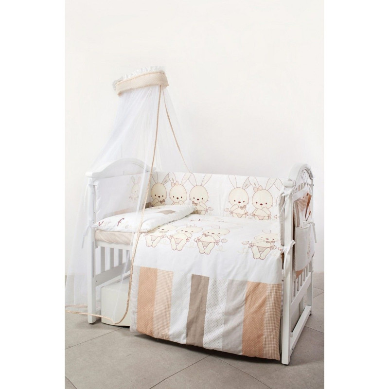 Постільний комплект 8 ел Twins Dolce Друзі зайчики 4060-D-001, beige, бежевий