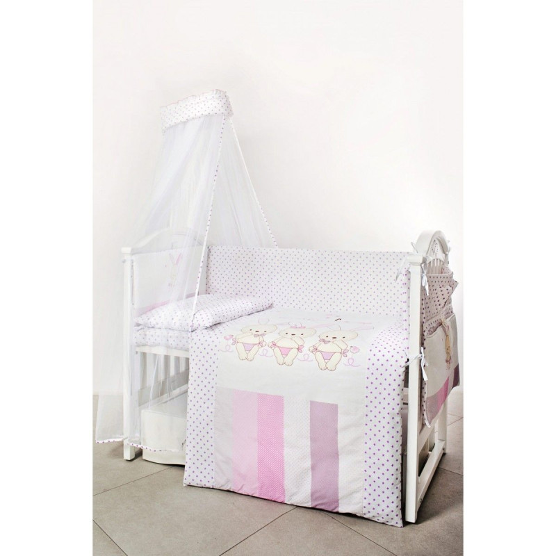 Постільний комплект 8 ел Twins Dolce Друзі зайчики 4060-D-002, pink, рожевий