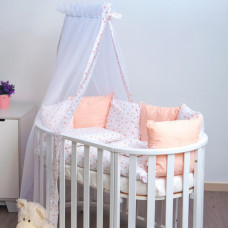 Постільний комплект 8 ел Twins Dolce Сердечка 4064-D-401, pink, білий/рожевий
