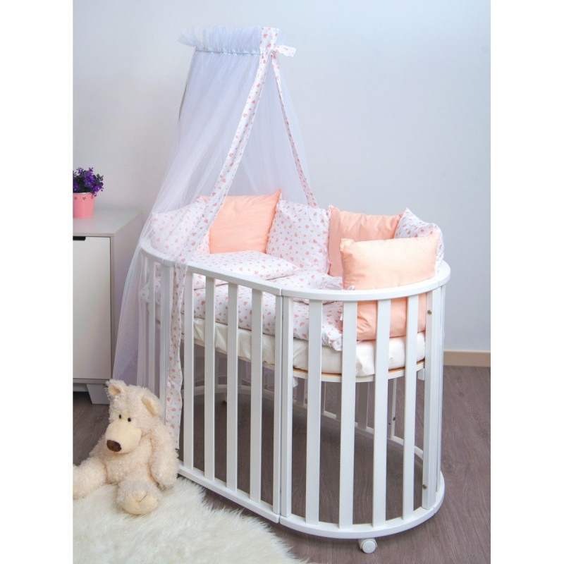 Постільний комплект 8 ел Twins Dolce Сердечка 4064-D-401, pink, білий/рожевий