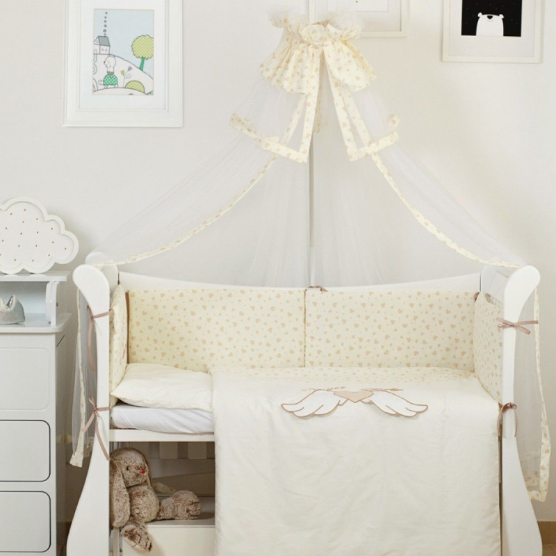 Постільний комплект 8 ел Twins Evo Angel Baby 4074-A-044, ecru, бежевий
