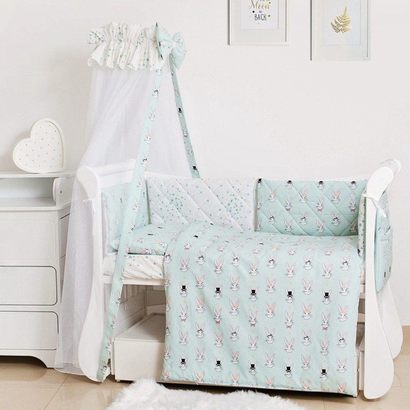Постільний комплект 8 ел Twins Premium Glamour 4029-TG-14R, Кролики mint, м