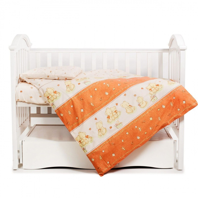 Змінна постіль 3 ел Twins Comfort 3051-C-018, Ведмедики з зіркою теракотові, теракотовий