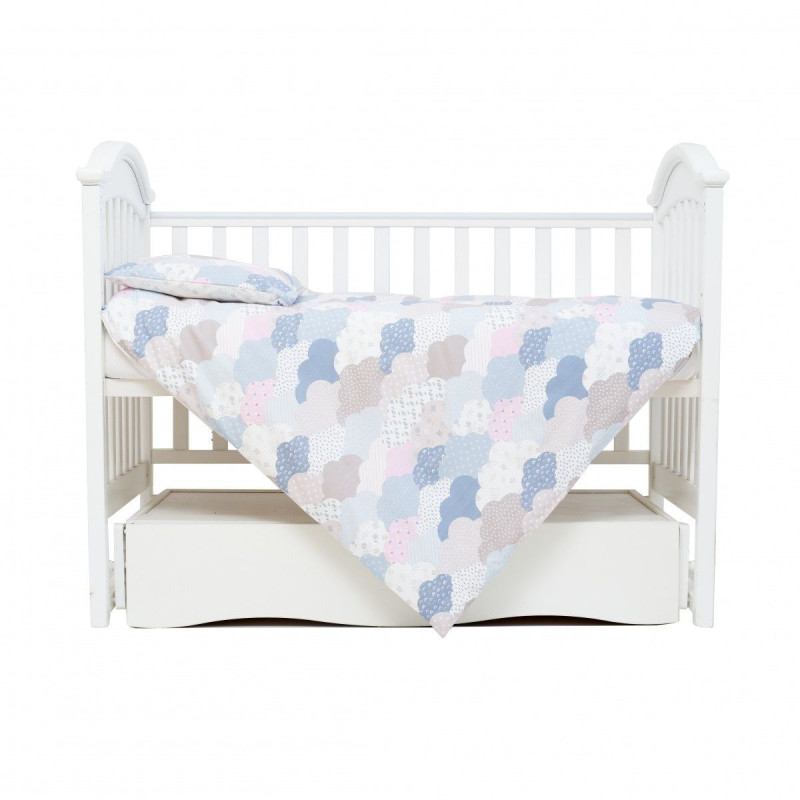 Змінна постіль 3 ел Twins Comfort line 3054-C-04, Хмаринки, беж/блакитний