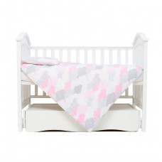 Змінна постіль 3 ел Twins Comfort line 3054-C-08, Хмаринки, сірий/рожевий