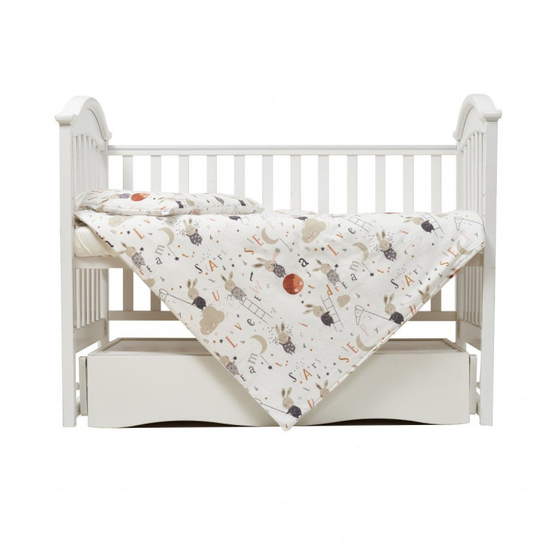 Змінна постіль 3 ел Twins Comfort Soft (фланель) 3010-TS-202, Rabbits , беж світлий