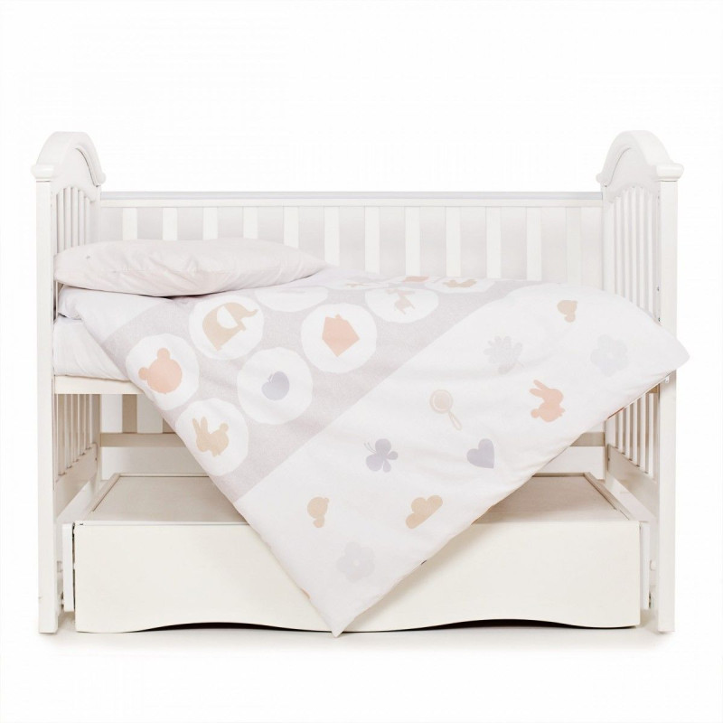 Змінна постіль 3 ел Twins Eco Line 3090-E-020, Animals beige, білий/беж