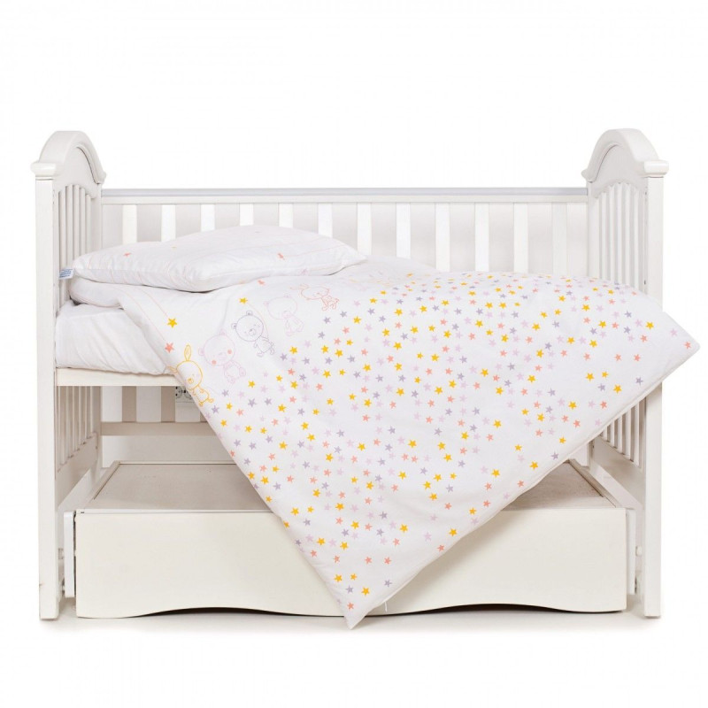 Змінна постіль 3 ел Twins Eco Line 3090-E-023, Bunnies pink, білий/рожевий