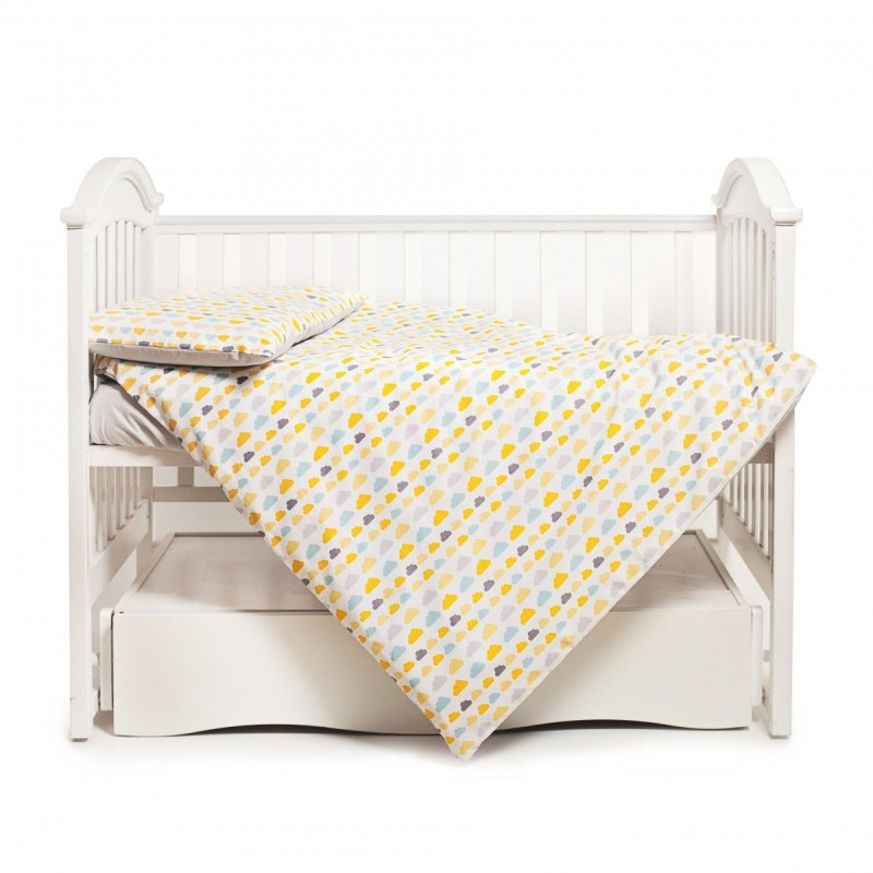 Змінна постіль 3 ел Twins Happy 3033-TH-30205, Clouds yellow, сірий/жовтий