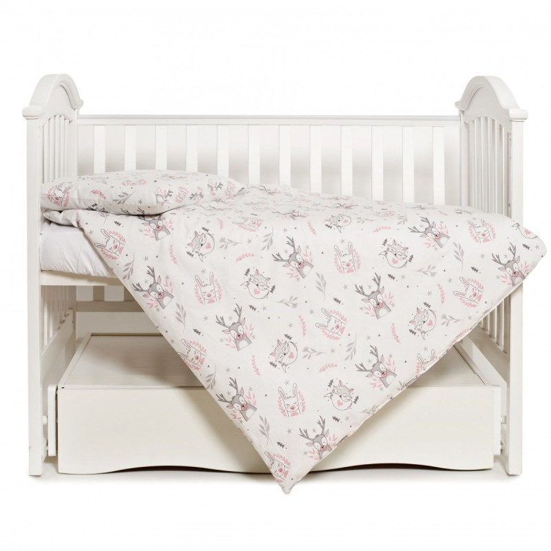 Змінна постіль 3 ел Twins Modern New 3040-PMN-01, Animals pink, сірий/рожевий