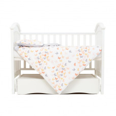 Змінна постіль 3 ел Twins Romantic Spring collection 3024-RS-101, Butterfly coral, кораловий/сірий