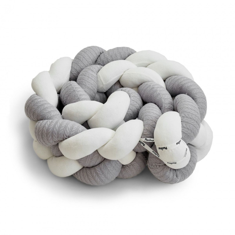 Бампер - косичка Twins 4-х прядна 240 см Pastel 2020-K4-240P-10, grey, сірий