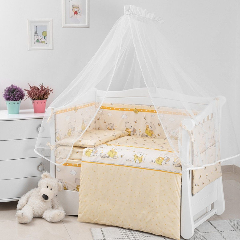 Бампер Twins Comfort 2051-C-014, Пухнасті ведмедики жовті, жовтий