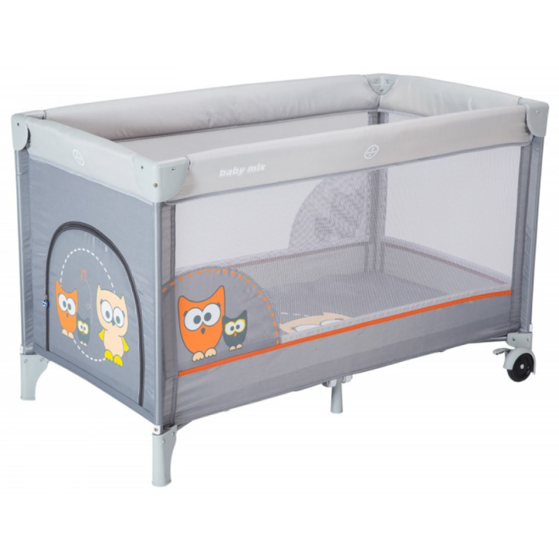 Манеж - ліжко Baby Mix HR-8052 Сова сірий 30424, grey, сірий