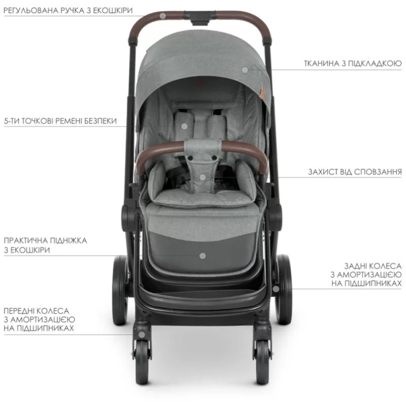 Коляска універсальна 2в1 ElCamino ME 1091-B PERSONA Gray