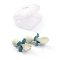 Ложечка і виделка у футлярі (М'ятний) "BabyOno"