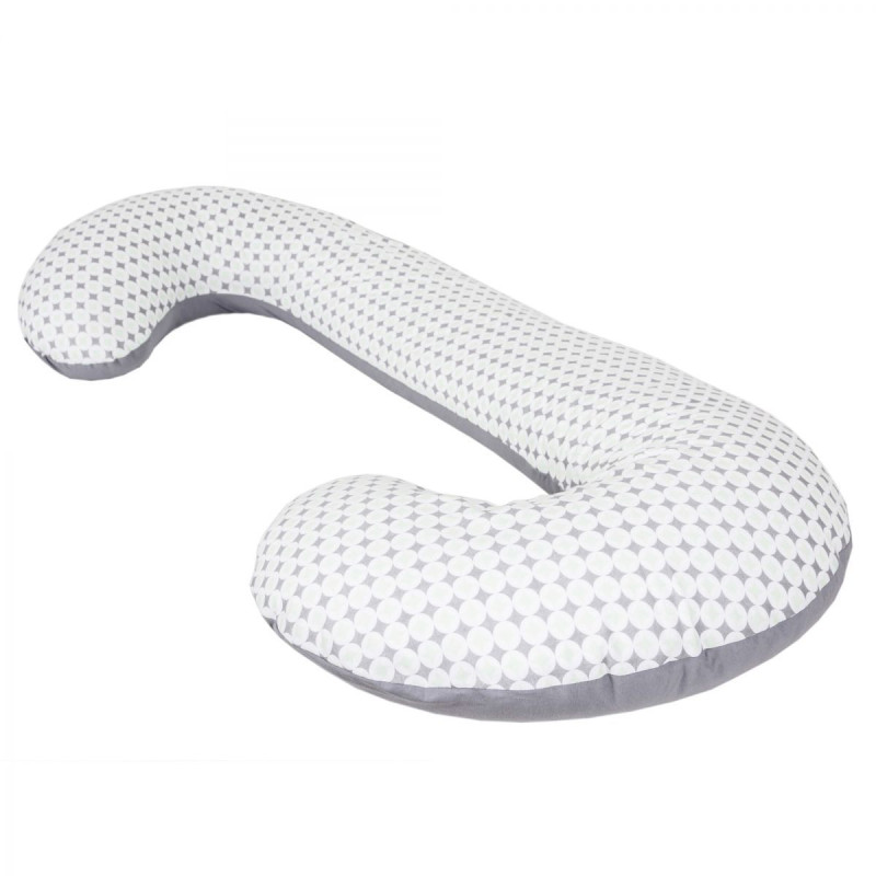 Подушка для вагітних Ceba Physio Duo джерсі W-705-700-526, Diamonds & circles, білий/сірий