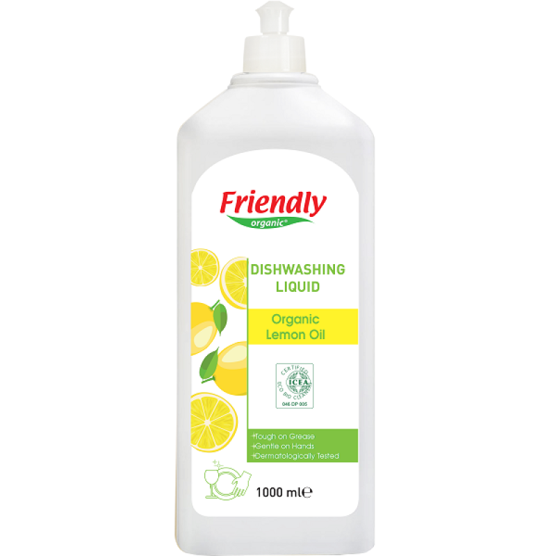 Органічний засіб для миття посуду Friendly Organic з лимонною олією 1000 мл