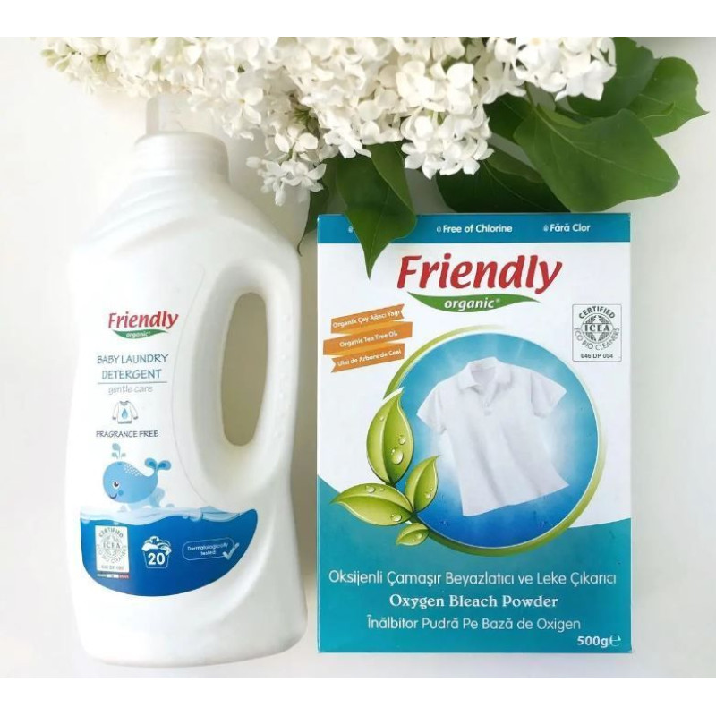 Органічний рідкий пральний порошок Friendly Organic без запаху 1000 мл (20 прань)