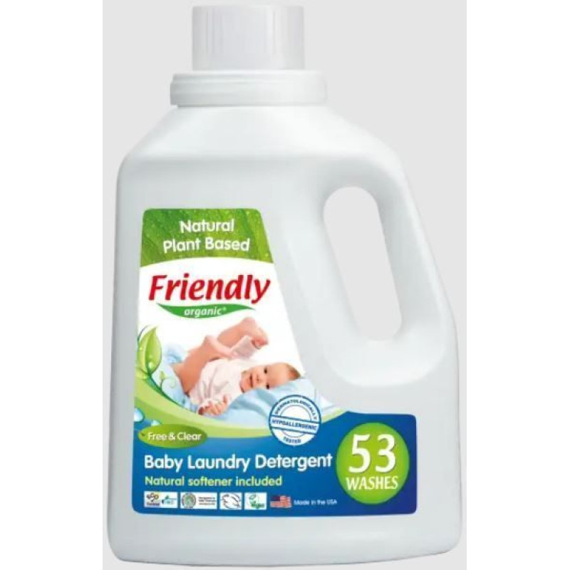 Органічний рідкий пральний порошок-концентрат Friendly Organic без запаху 1,57 літрів (53 прання)