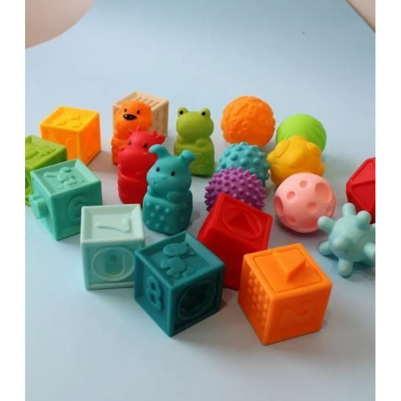 Іграшки для купання LimoToys HB 0011 20шт(м'ячик/кубик/тварина), в кор-ці, 43-27-7,5см