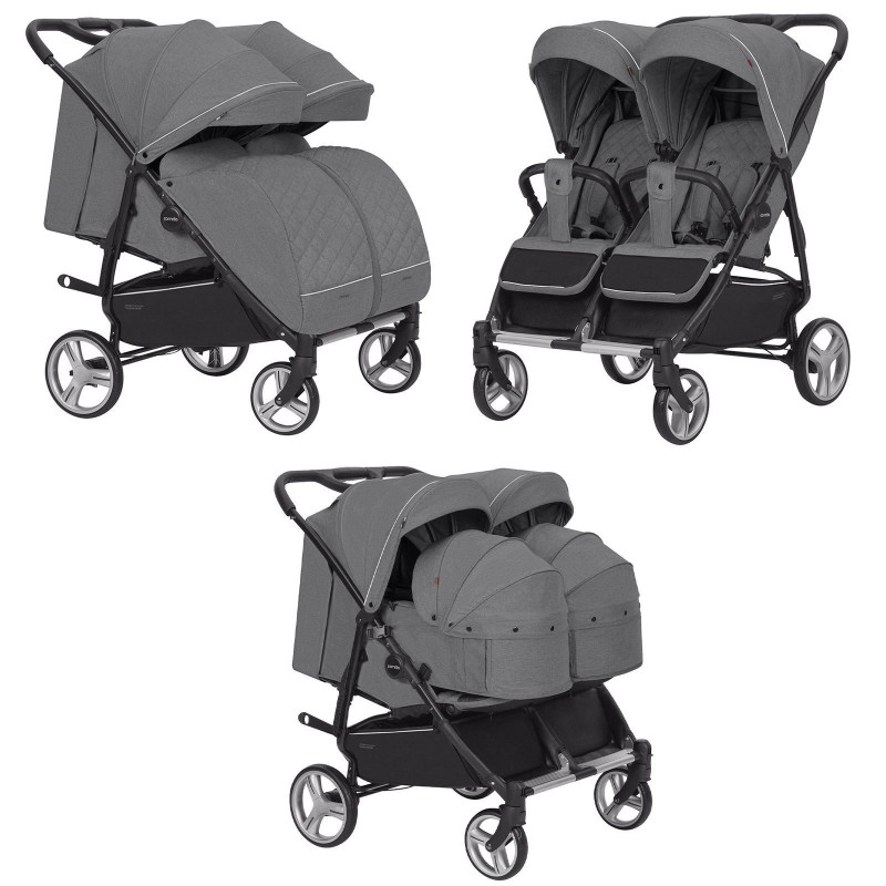 Коляска універсальна CARRELLO Connect CRL-5502/1 Rock Gray для двійні,люлька-переноска /1/MOQ
