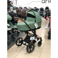 Коляска 2 в 1 Cybex Priam 4.0 Rose Gold Leaf green